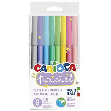 Фломастеры Carioca "Pastel", 08цв., смываемые, ПВХ, европодвес (арт. 302282)