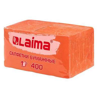 Салфетки бумажные 400 шт., 24х24 см, "Big Pack", оранжевые, 100% целлюлоза, LAIMA, 114729 (арт. 114729)