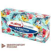 Салфетки косметические 100 шт. в картонном боксе 2-слойные, LAIMA "Everyday", 20х20 см, 113588 (арт. 113588)