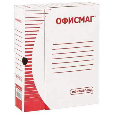 Короб архивный с клапаном А4 (260х325 мм), 75 мм, до 700 листов, плотный, микрогофрокартон, БЕЛЫЙ, ОФИСМАГ, 123017 (арт. 123017)