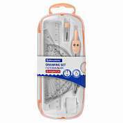 Готовальня BRAUBERG SCHOOL KIT, 8 предметов, циркуль 115 мм, чертежные принадлежности, персиковый цвет, 210704 (арт. 210704)
