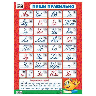 Плакат обучающий ТРИ СОВЫ "Пиши правильно", 440*600мм (арт. 375235)