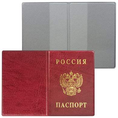 Обложка для паспорта с гербом, ПВХ, бордовая, ДПС, 2203.В-103 (арт. 235899)