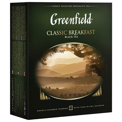 Чай GREENFIELD "Classic Breakfast" черный, 100 пакетиков в конвертах по 2 г, 0582 (арт. 620215)