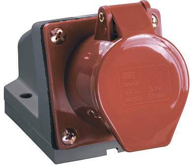 IEK силовая розетка CEE (разъем) 124 стационарная 3Р+РЕ 32А 380В IP44 (арт. 515625)