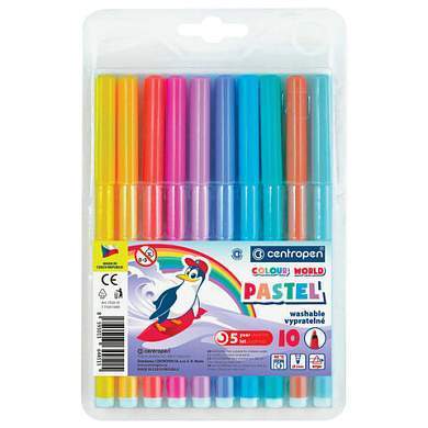 Фломастеры ПАСТЕЛЬНЫЕ 10 ЦВЕТОВ CENTROPEN "Colour World Pastel", смываемые, 7550/10TP, 7 7550 1087 (арт. 152078)