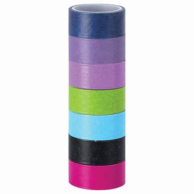 Клейкие WASHI-ленты для декора "ИНТЕНСИВ", 7 холодных цветов, 15 мм х 3 м, рисовая бумага, ОСТРОВ СОКРОВИЩ, 661699 (арт. 661699)
