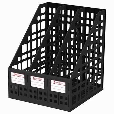 Лоток вертикальный для бумаг BRAUBERG "MAXI Plus", 240 мм, 3 отделения, сетчатый, сборный, черный, 237013 (арт. 237013)