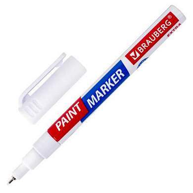 Маркер-краска лаковый EXTRA (paint marker) 1 мм, БЕЛЫЙ, УСИЛЕННАЯ НИТРО-ОСНОВА, BRAUBERG, 151959 (арт. 151959)