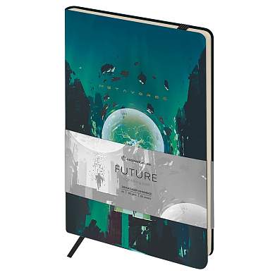 Записная книжка А5 80л. ЛАЙТ, кожзам, Greenwich Line "Future. Lightning ball", с резинкой, тиснение фольгой, блок в линию (арт. 358004)