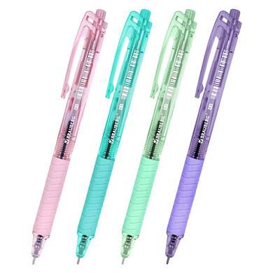 Ручка шариковая автоматическая с грипом BRAUBERG "CLASSIC PASTEL", СИНЯЯ, корпус ассорти, пишущий узел 0,5 мм, линия письма 0,35 мм, 144468 (арт. 144468)