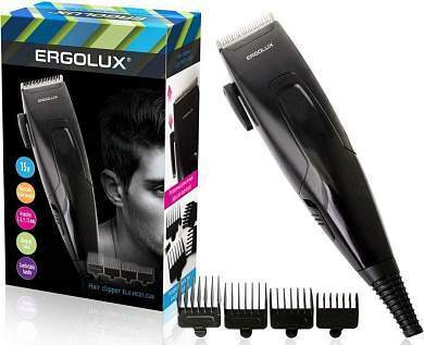Машинка Для Стрижки Волос Ergolux Elx-Hc01-C48 15W, 4 Насадки, Щетка+Смазка, 220-240V Черный 81736 (арт. 650679)