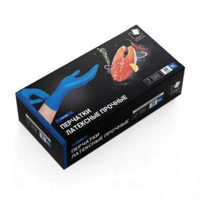 Перчатки латексные прочные High Risk 50шт (25пар) XL, цена за кор, синие ADM, арт.HR004G (арт. 457045)