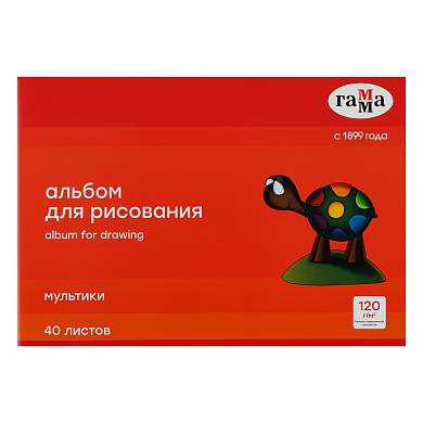 Альбом для рисования 40л., А4, на скрепке Гамма "Мультики", 120г/м2 (арт. 356431)