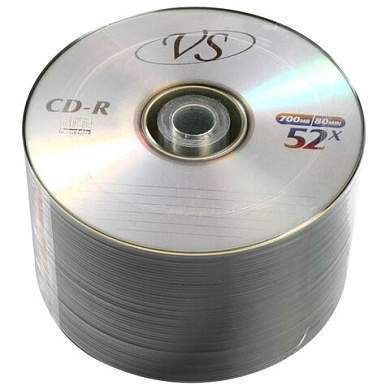 Диски CD-R VS 700 Mb 52x Bulk (термоусадка без шпиля), КОМПЛЕКТ 50 шт., VSCDRB5001 (арт. 511536)