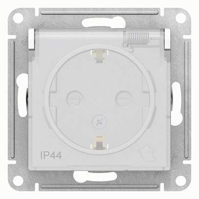 Schneider AtlasAquaDesign мех. роз. СУ 1 мест. бел. Antibacterial земля шторки крышка IP44 ATN440146 (арт. 662387)