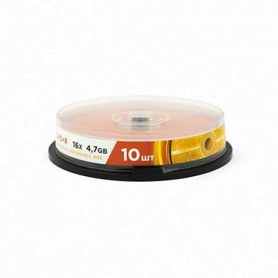 Диски DVD+R (плюс) MIREX, 4,7 Гб, 16x, Cake Box (упаковка на шпиле), КОМПЛЕКТ 10 шт., UL130013A1L (арт. 514015)