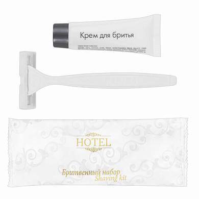 Бритвенный набор КОМПЛЕКТ 200 шт., HOTEL (крем для бритья + станок), саше, флоупак, 2000121/1 (арт. 608848)