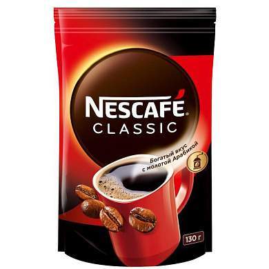 Кофе растворимый Nescafe "Classic", гранулированный/порошкообразный, с молотым, мягкая упаковка, 130г (арт. 350024)
