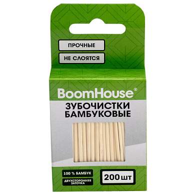 Зубочистки бамбуковые 200 шт. в коробке с подвесом, BOOMHOUSE (БУМХАУС), 701954 (арт. 701954)