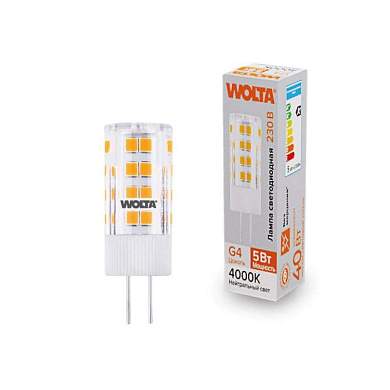 WOLTA лампа св/д JC G4 220V капсульная 5W(460lm) 4000K 4K керамика WSTD-JC-220V5W4KG4-C (арт. 887528)