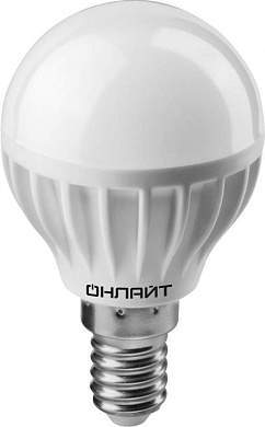 ОНЛАЙТ шар G45 E14 6W(480Lm) 6500K 6K 78x45 OLL-G45-6-230-6.5K-E14 61136 (арт. 617434)
