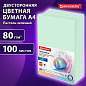 Бумага цветная BRAUBERG, А4, 80 г/м2, 100 л., пастель, зеленая, для офисной техники, 112444 (арт. 112444)