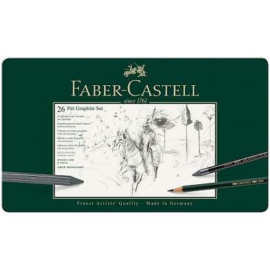 Набор карандашей ч/г Faber-Castell "Pitt Graphite", 26 предметов, заточен., метал. кор. (арт. 285939)