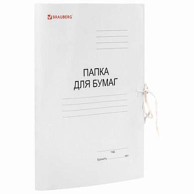 Папка для бумаг с завязками картонная мелованная BRAUBERG, гарантированная плотность 320 г/м2, до 200 листов, 121513 (арт. 121513)