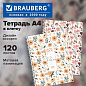Тетрадь А4, 120 л., BRAUBERG, гребень, клетка, матовая ламинация, "Цветочный паттерн", 405646 (арт. 405646)