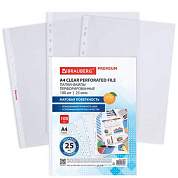 Папки-файлы перфорированные А4 BRAUBERG "PREMIUM", КОМПЛЕКТ 100 шт., матовые, 25 мкм, 273000 (арт. 273000)
