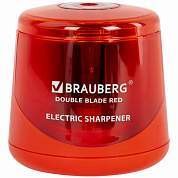 Точилка электрическая BRAUBERG DOUBLE BLADE RED, двойное лезвие, питание от 2 батареек АА, 271338 (арт. 271338)