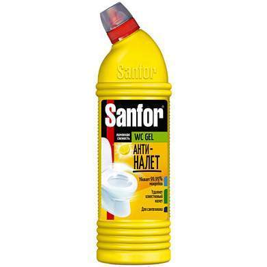 Средство для уборки туалета 750 г, SANFOR WC gel (Санфор гель) "Лимонная свежесть", 1550 (арт. 601958)