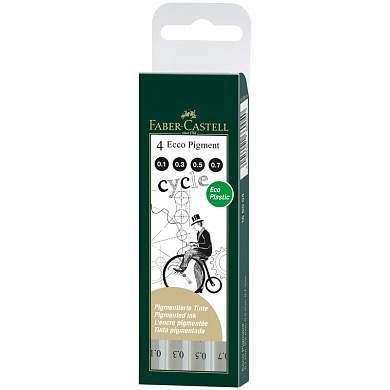 Набор капиллярных ручек Faber-Castell "Ecco Pigment" 4шт., черные, 0,1/0,3/0,5/0,7мм, европодвес (арт. 285985)