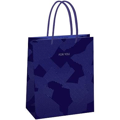 Пакет подарочный 18*23*10см MESHU "Blue pattern", выборочный лак, матовая ламинация (арт. 371028)