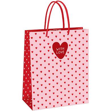 Пакет подарочный 26*32*12см MESHU "Heart pattern", матовая ламинация (арт. 371045)