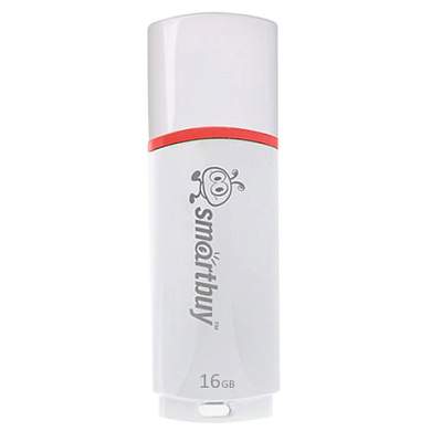 Флеш-диск 16 GB, SMARTBUY Crown, USB 2.0, белый, SB16GBCRW-W (арт. 512762)