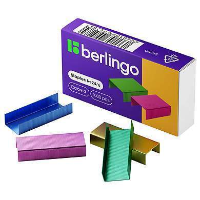 Скобы для степлера №24/6 Berlingo, цветные 1000шт. (арт. 264149)