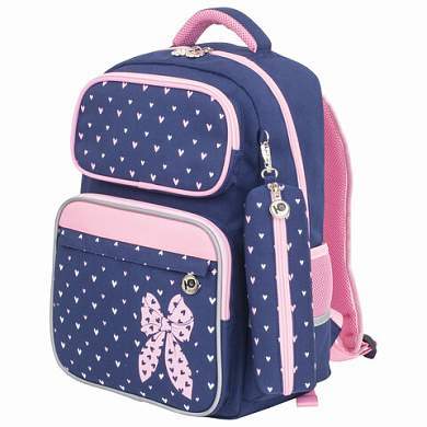 Рюкзак ЮНЛАНДИЯ COMPLETE с пеналом в комплекте, эрго-спинка, "Pink bow", 42х29х14 см, 229972 (арт. 229972)