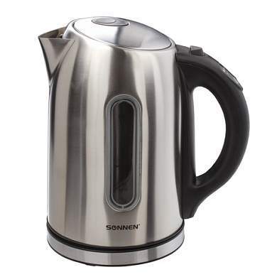 Чайник SONNEN KT-1740, 1,7 л, 2200 Вт, закрытый нагревательный элемент, терморегулятор, нержавеющая сталь, 453421 (арт. 453421)