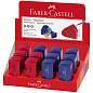 Точилка пластиковая Faber-Castell "Sleeve Mini" 1 отверстие, контейнер, красная/синяя (арт. 286088)