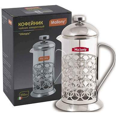 Чайник/кофейник (френч-пресс) 350мл, Olimpia, нерж сталь/стекло, T046-350ML Mallony 950100 (арт. 563104)