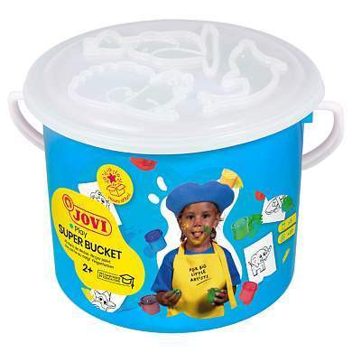Краски пальчиковые JOVI "Super Bucket", 05 цветов по 35мл. + 20 трафаретов-раскрасок, пластиковое ведро (арт. 352373)