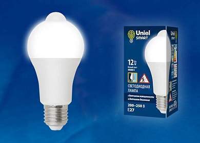 Uniel SMART ЛОН A60 E27 12W(900lm) 4000K 4K датч.движ/датчик освещ. LED-A60-12W/4000K/E27/PS+MS (арт. 726323)