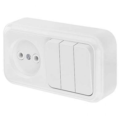 Bylectrica Пралеска блок (роз. 16А + 3 кл. выкл. 10А) ОУ бел. 3В-РЦ-525 (арт. 378719)