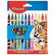 Фломастеры MAPED "Animals" 12 цветов, смываемые, вентилируемый колпачок, 845403 (арт. 152643)