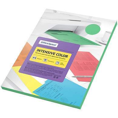 Бумага цветная OfficeSpace "Intensive Color", А4, 80г/м2, 100л., (зеленый) (арт. 315725)