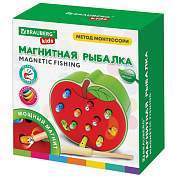 Сортер-рыбалка магнитный деревянный развивающий "Яблоко", BRAUBERG KIDS, 665244 (арт. 665244)
