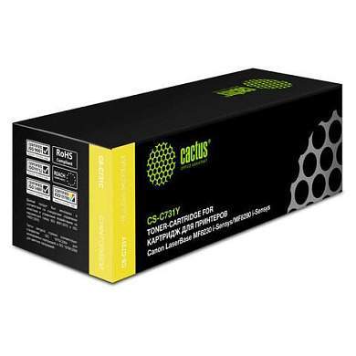 Картридж лазерный CACTUS (CS-C731Y) для CANON LBP7100/7110/MF8230/8280, желтый, ресурс 1500 стр. (арт. 362725)