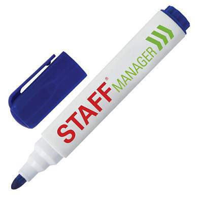 Маркер стираемый для белой доски СИНИЙ, STAFF "Manager" WBM-491, 5 мм, с клипом, 151492 (арт. 151492)